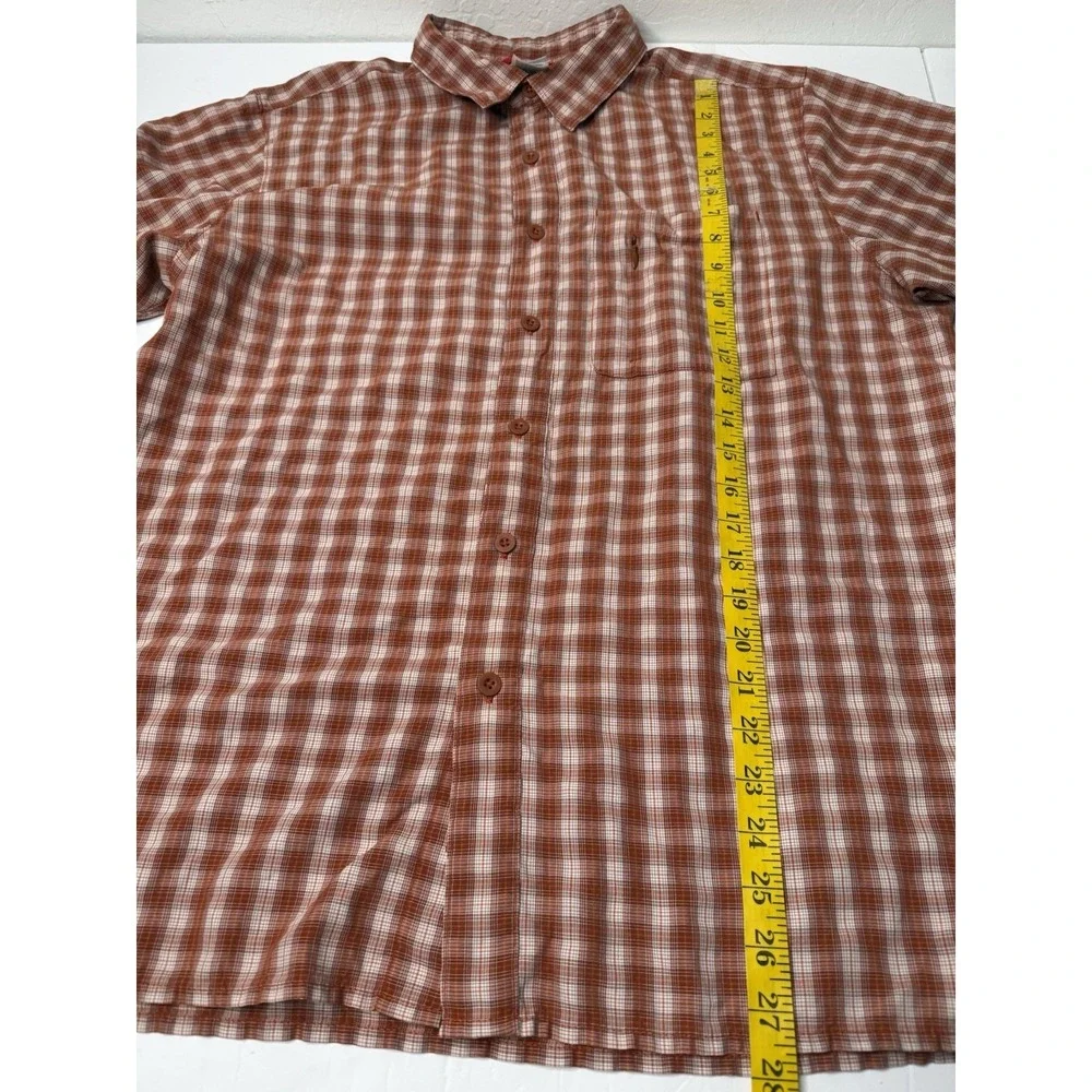 The North Face Shirt Mens Large Orange Plaid Short Sleeve Hiking Fishing Camp